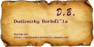 Dudinszky Borbála névjegykártya